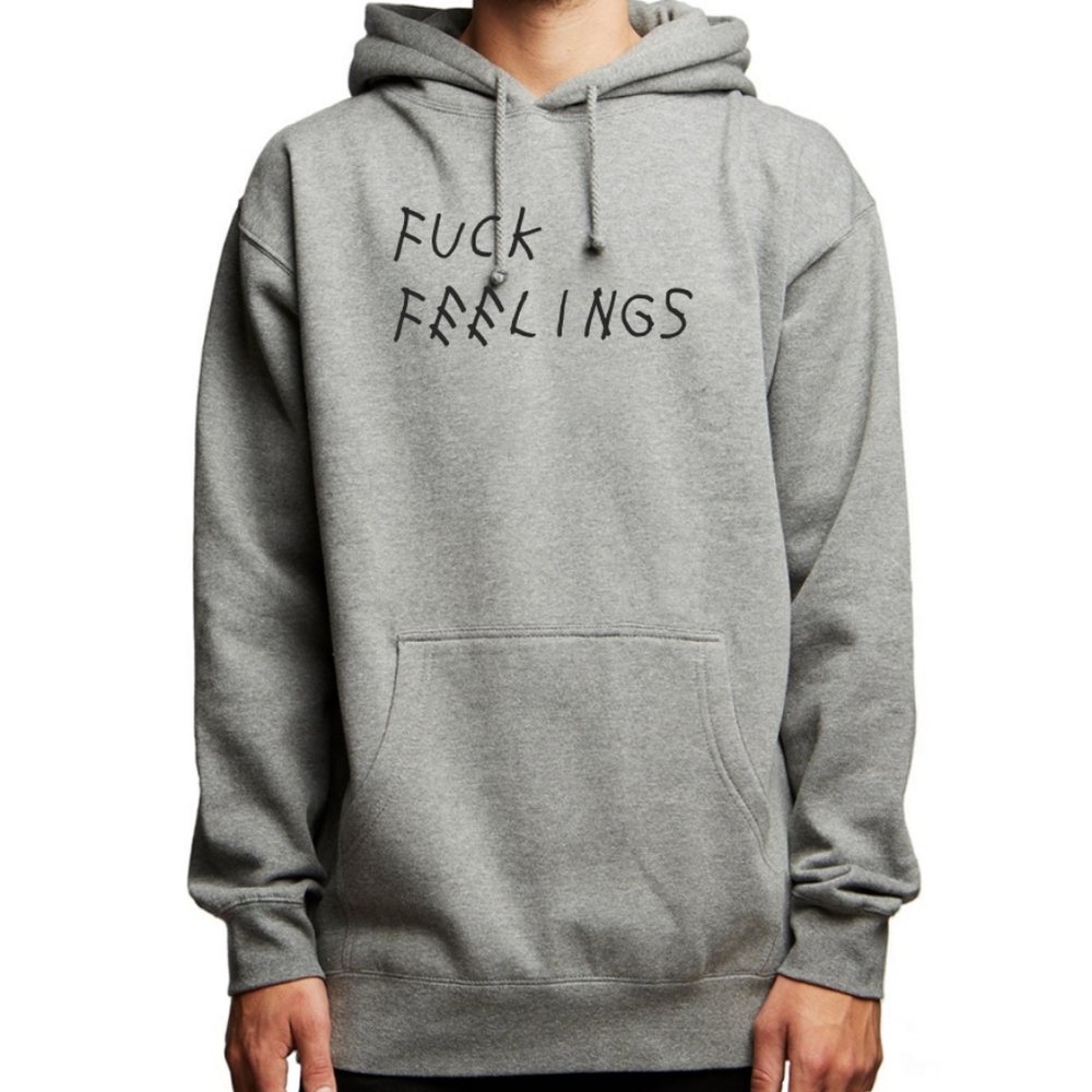 F Feelings Pullover Hoodie Heaher Gray